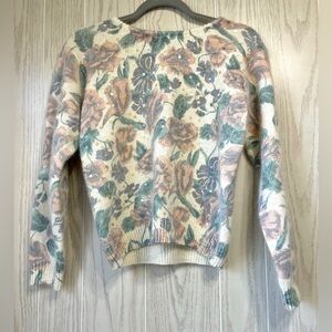 Kathie Lee Knitted Sweater Angora Rabbit Silk Lambs Wool Floral Sweater Size M